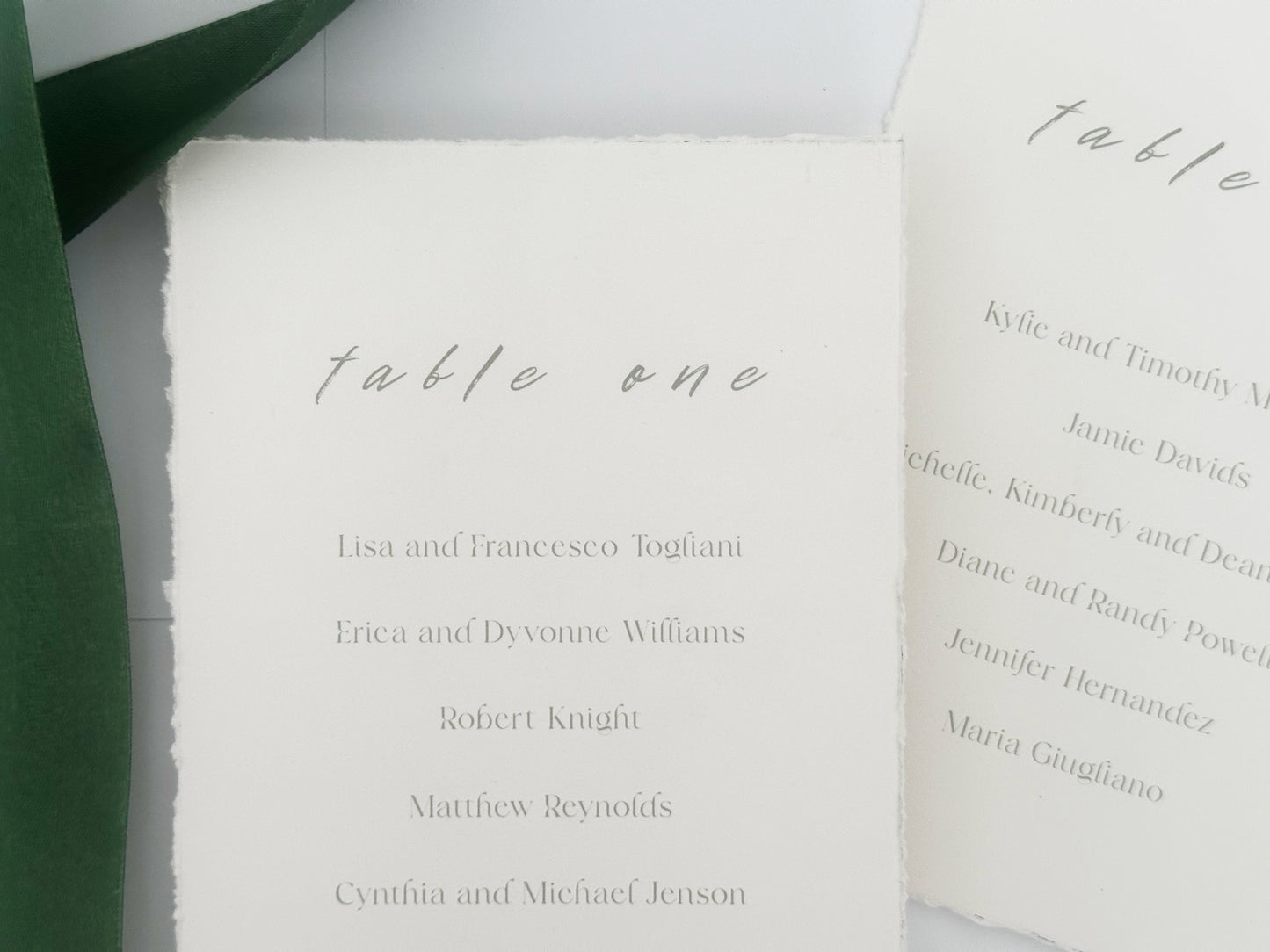 Minimalist Wedding Table Cards, 5x7 Personalized Seating Cards