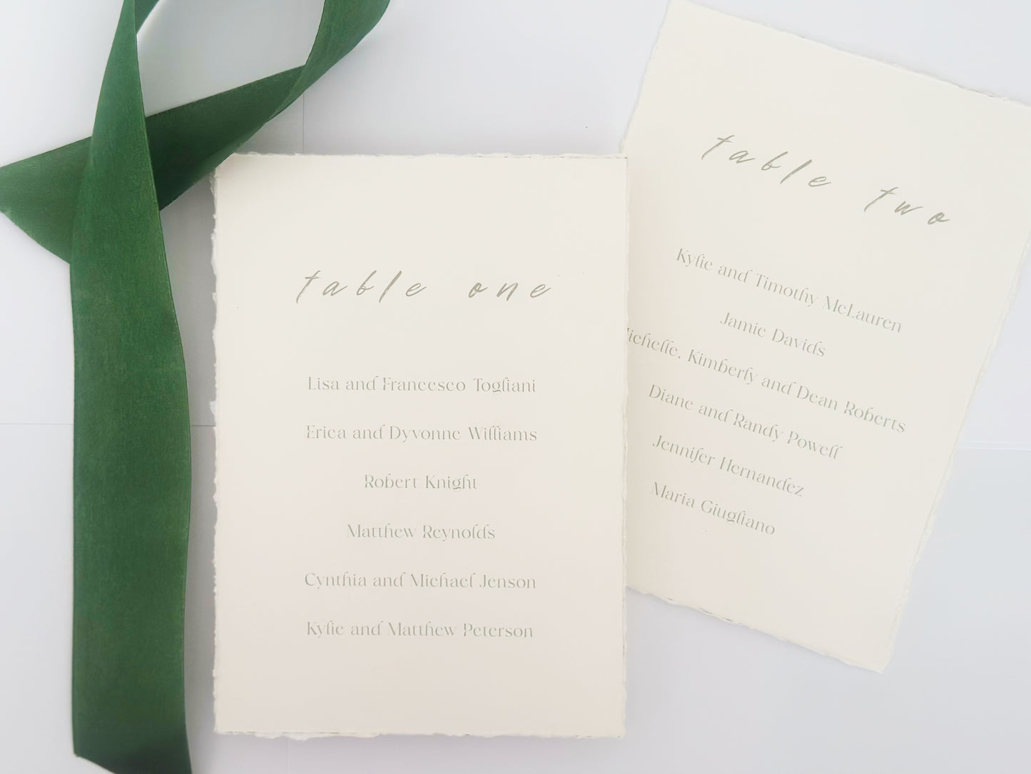 Minimalist Wedding Table Cards, 5x7 Personalized Seating Cards