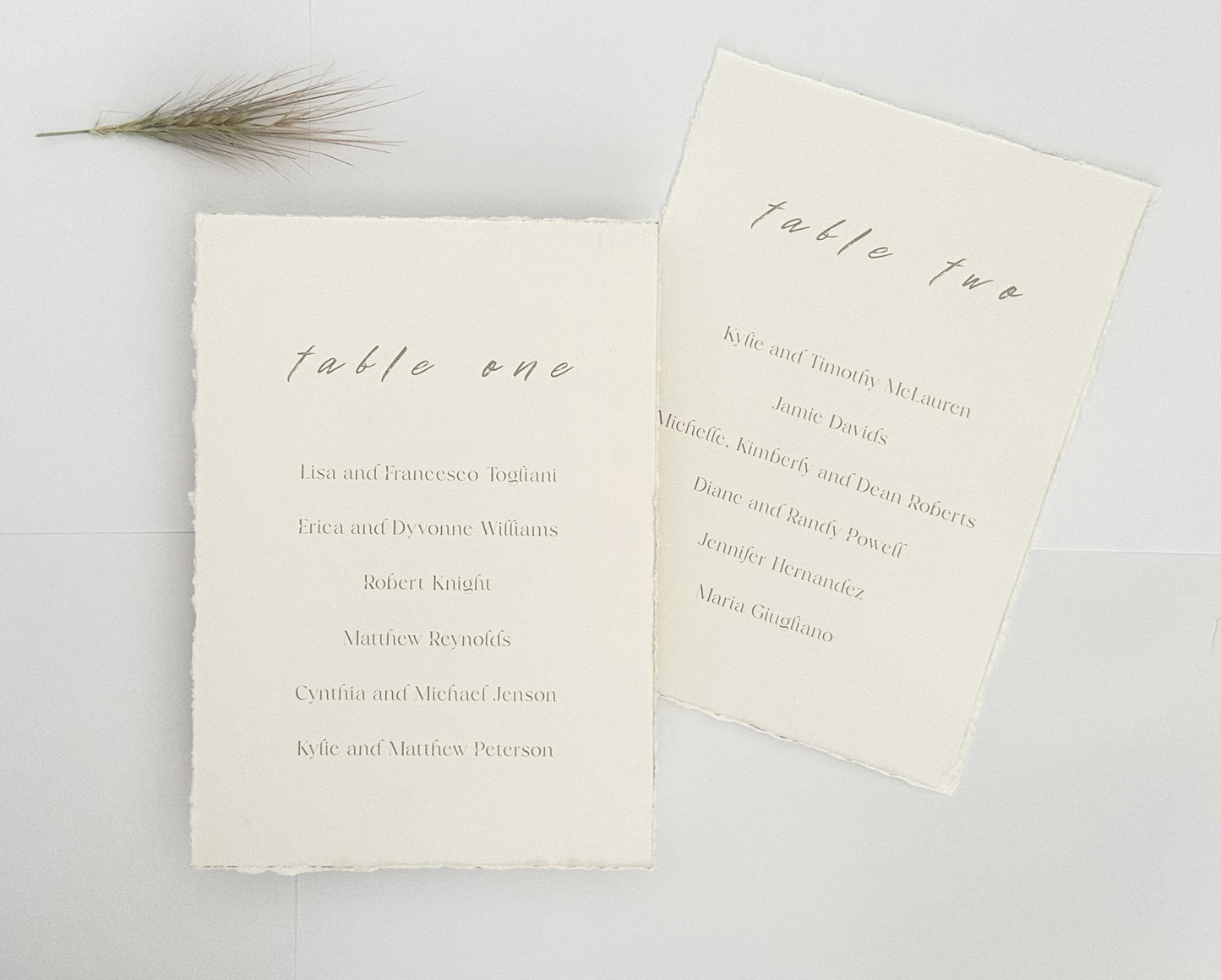 Minimalist Wedding Table Cards, 5x7 Personalized Seating Cards