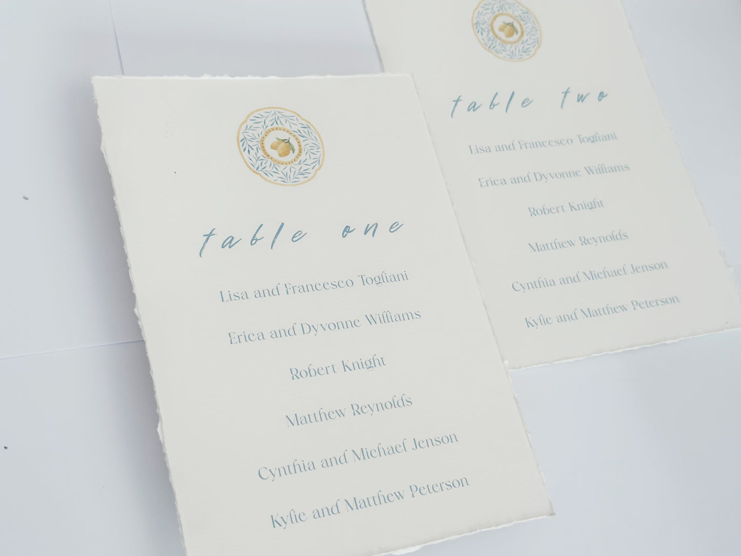 Lemon Design Italian Wedding Table Cards