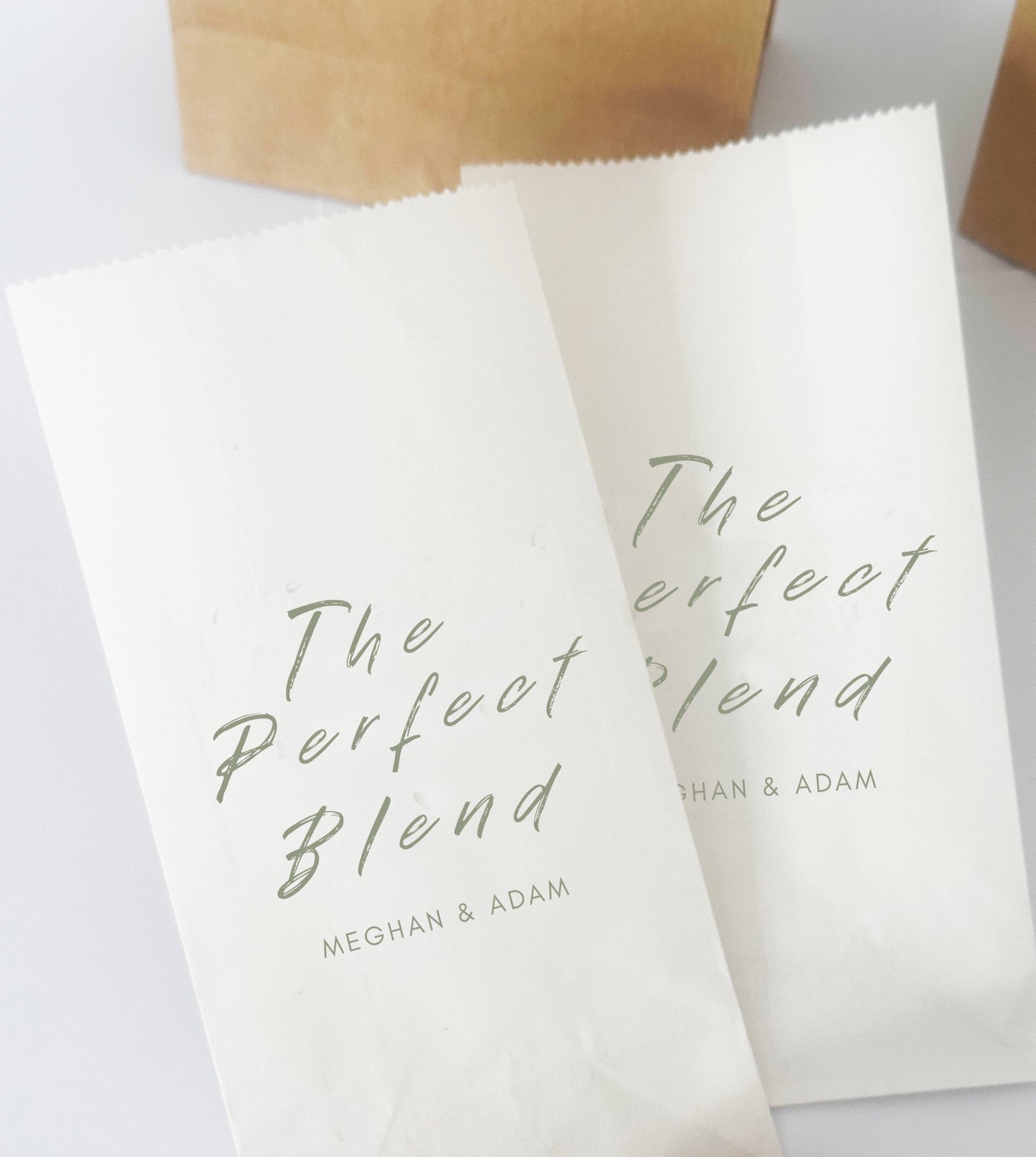 The Perfect Blend Favor Bags for Weddings and Parties, White, Kraft Coffee Favor Bags