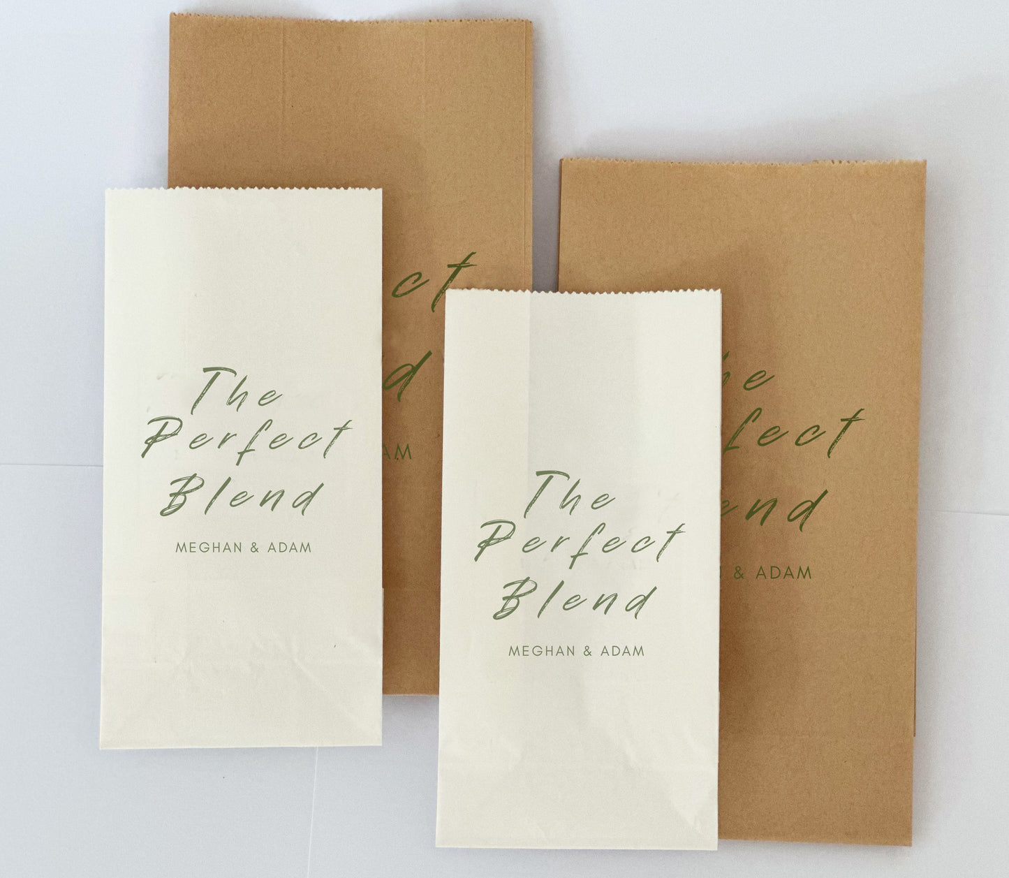 The Perfect Blend Favor Bags for Weddings and Parties, White, Kraft Coffee Favor Bags
