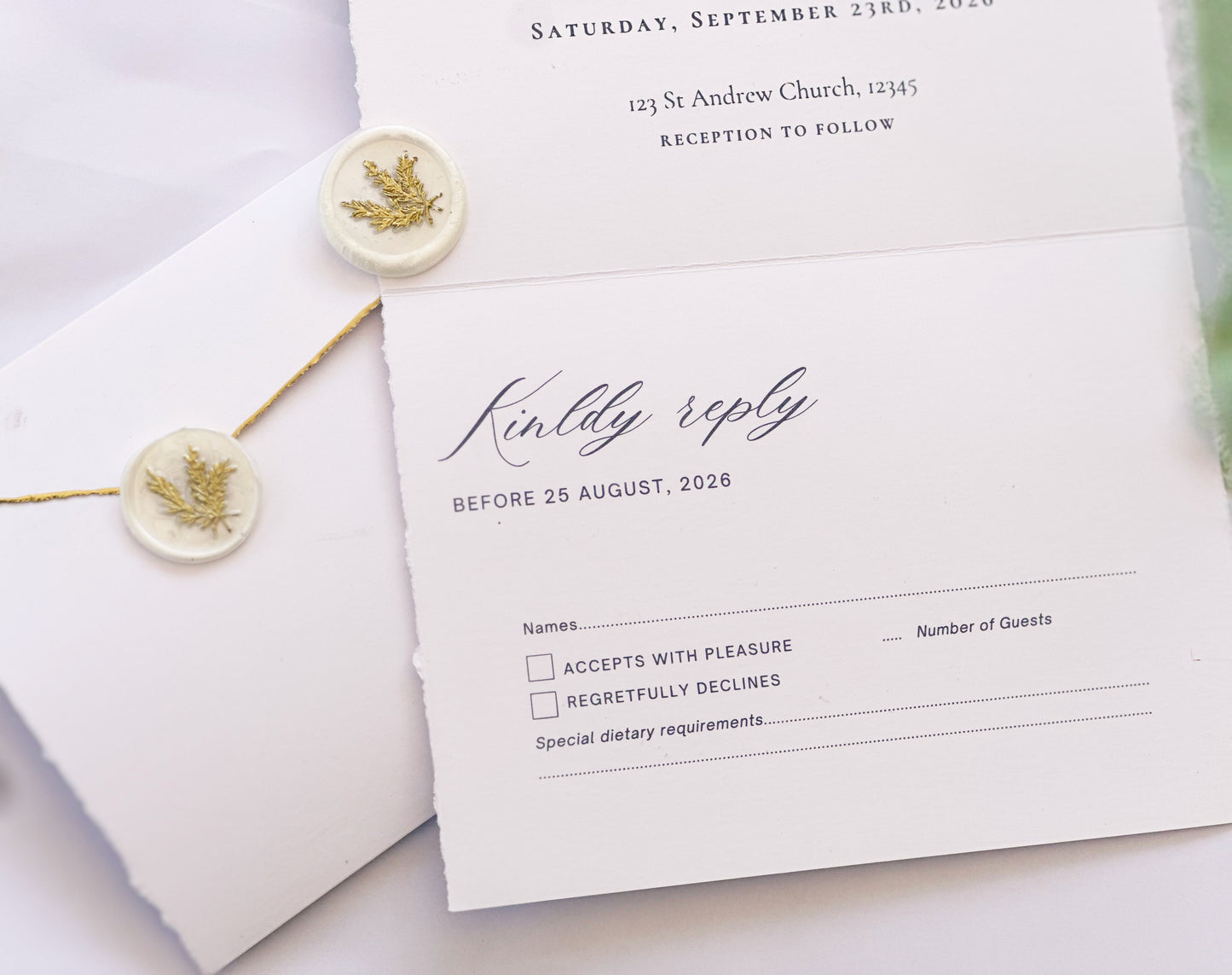 White and Gold Wedding Invitation, Minimalist Wedding Invites