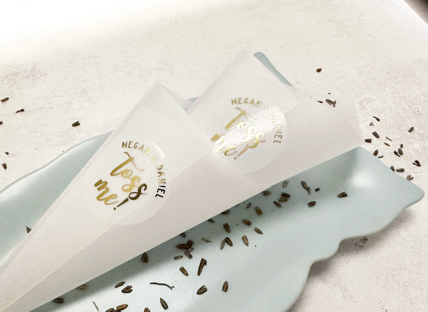 Vellum Cones for Confetti, Throw Me Stickers with Paper Cones