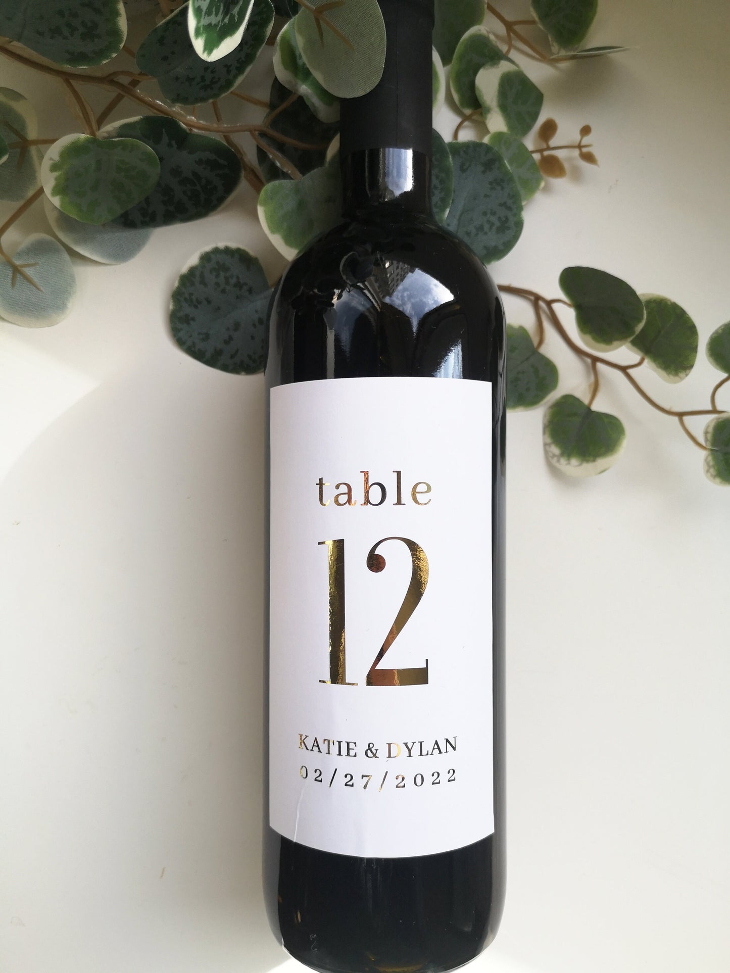 Gold, or Silver foil Wine Bottle Table Numbers, Personalized wine bottle labels