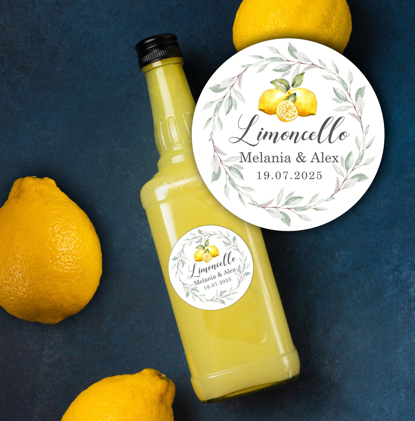 Limoncello label stickers, Wedding Thank You Stickers, Custom Printed Labels