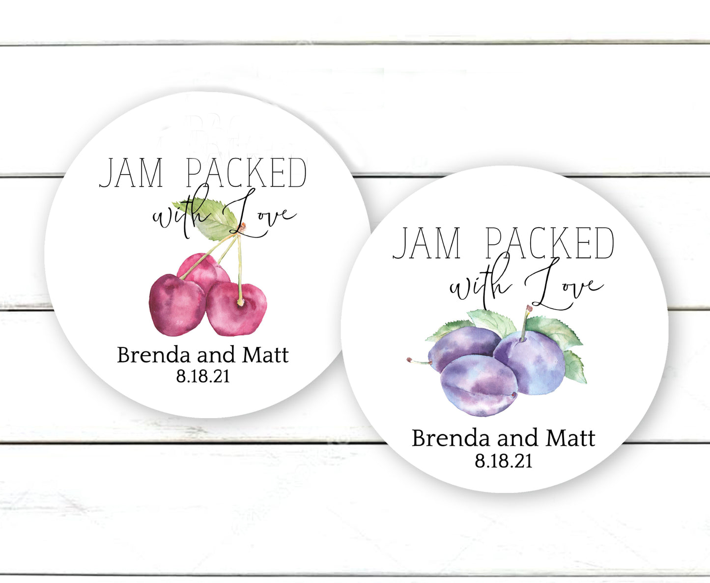 Jam Packed with Love Stickers, Strawberry, Peach, Jam Labels for Favors