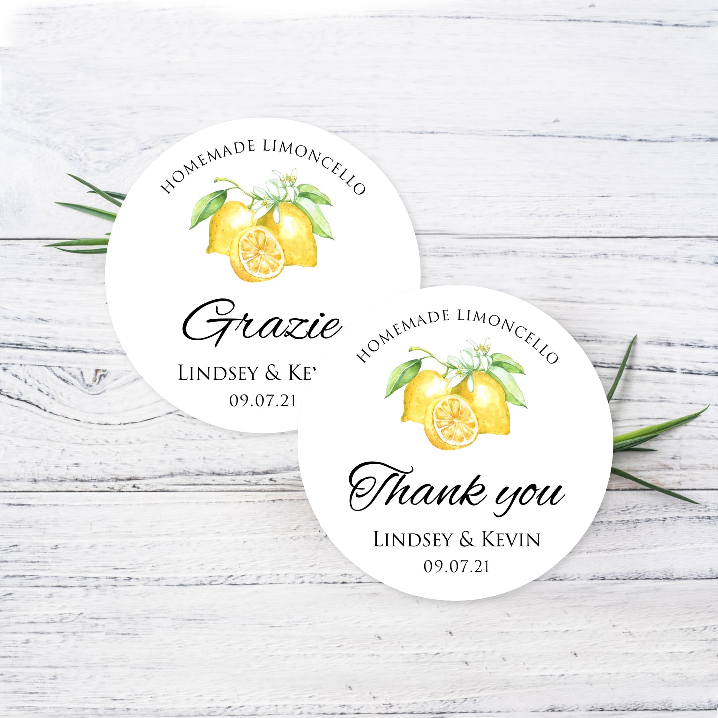 Limoncello label stickers, Wedding Thank You Stickers, Custom Printed Labels