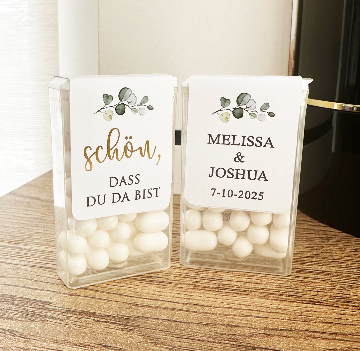 20 Tic Tac Mint to Be Favor Stickers with Green Leaves for Weddings and Bridal Showers