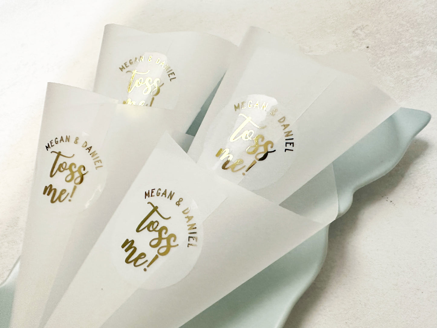 Vellum Cones for Confetti, Throw Me Stickers with Paper Cones