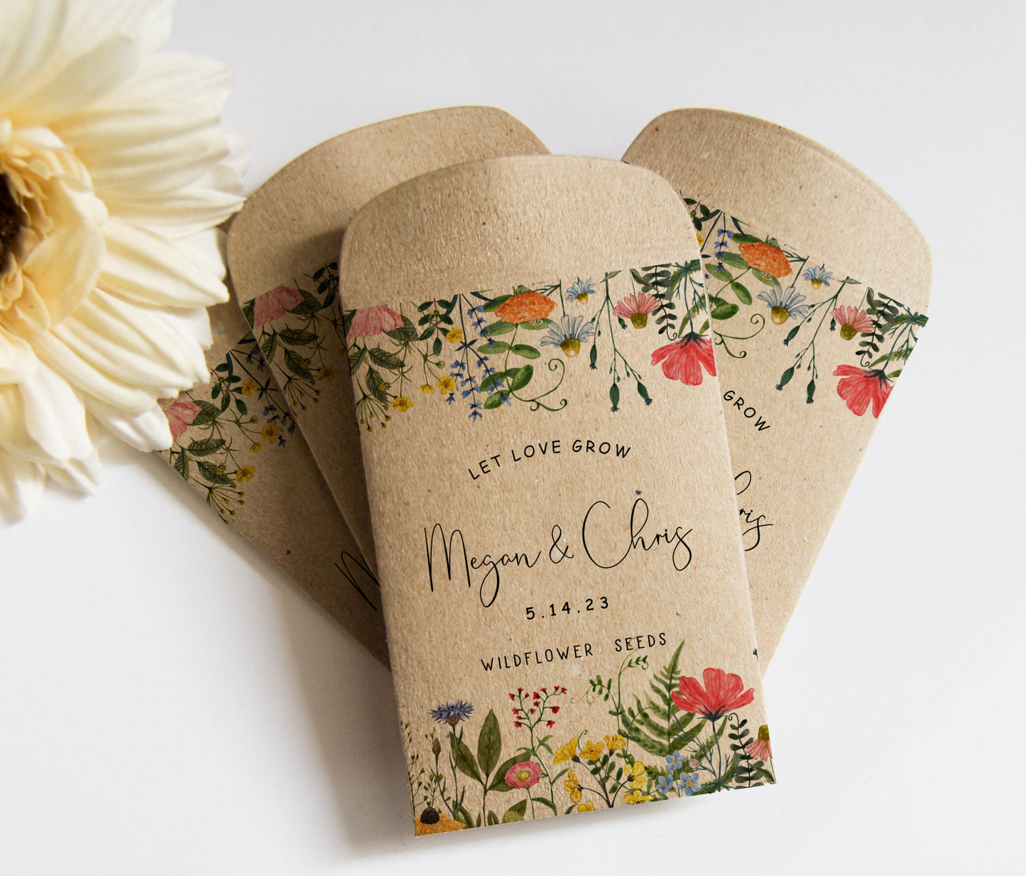 Wildflower Seeds Packets for Weddings, Bridal Shower Favors