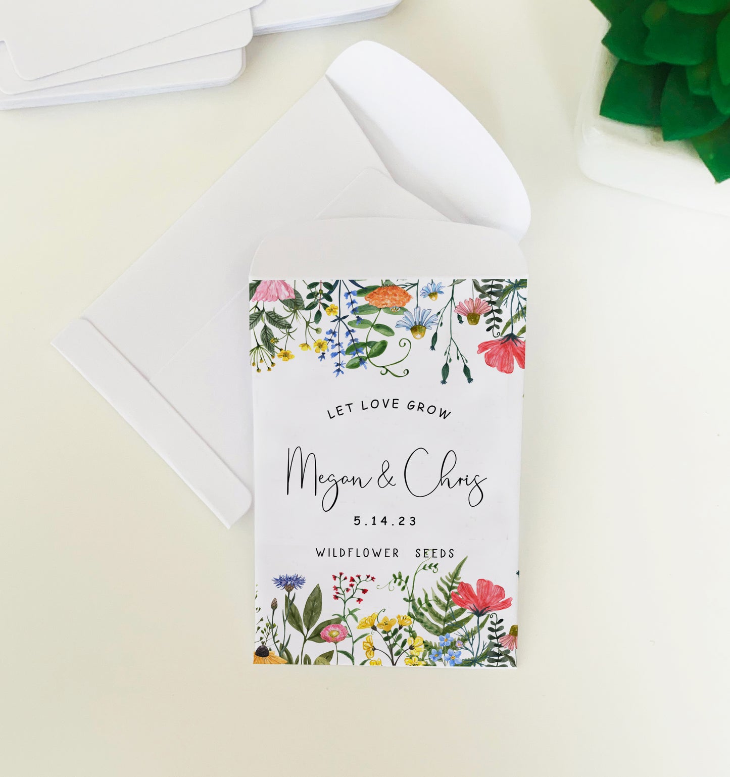 Wildflower Seeds Packets for Weddings, Bridal Shower Favors
