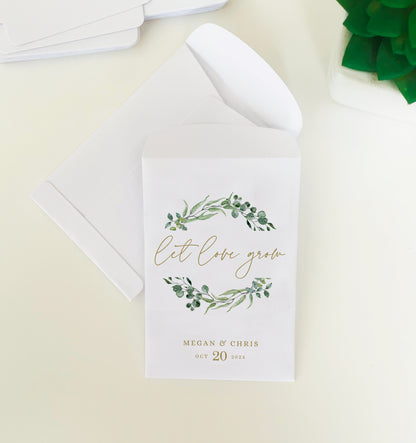 20 Let Love Grow Packets with Wildflower Seeds for Wedding Favors