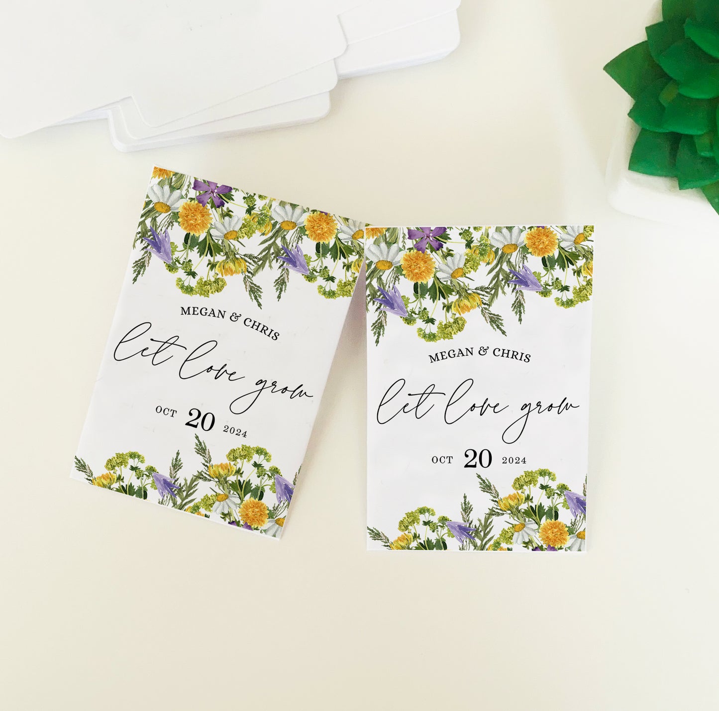 20 Let Love Grow Packets with Wildflower Seeds for Wedding Favors