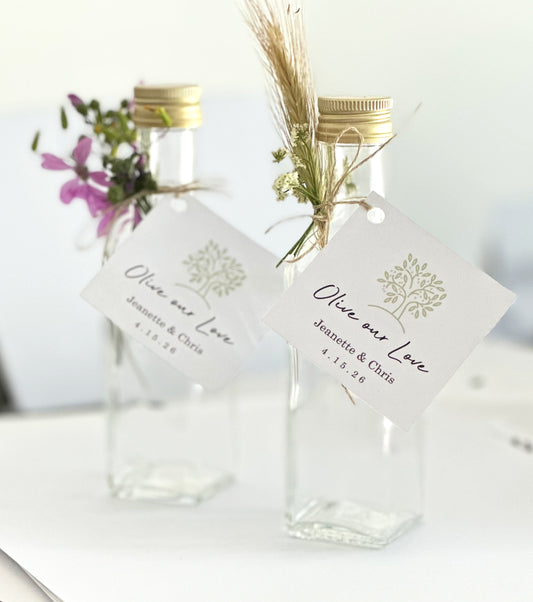 Custom Olive our Love Tags for Olive Oil Favors, Wedding Thank You Gift Tags