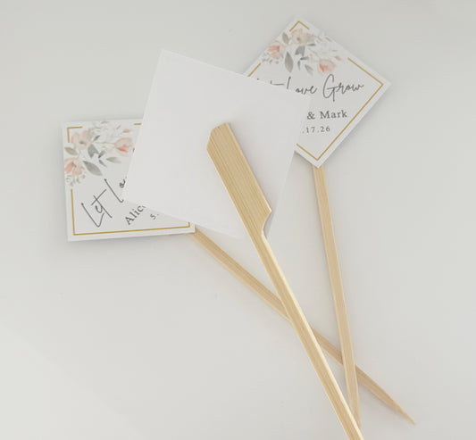 12 Let Love Grow Party Favor Picks, Wedding, Bridal Party, Thank You Tags