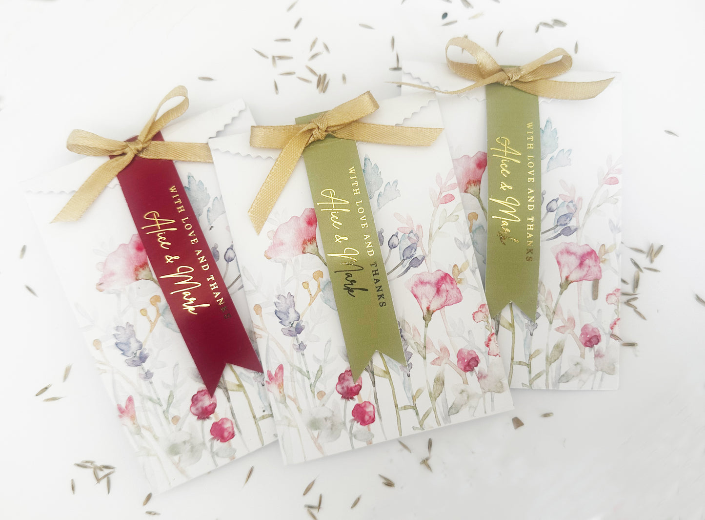 20 Prefilled Seed Packets Favors, Plantable Wildflower Seeds, Floral Seed Envelopes