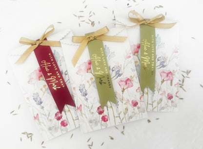 20 Prefilled Seed Packets Favors, Plantable Wildflower Seeds, Floral Seed Envelopes