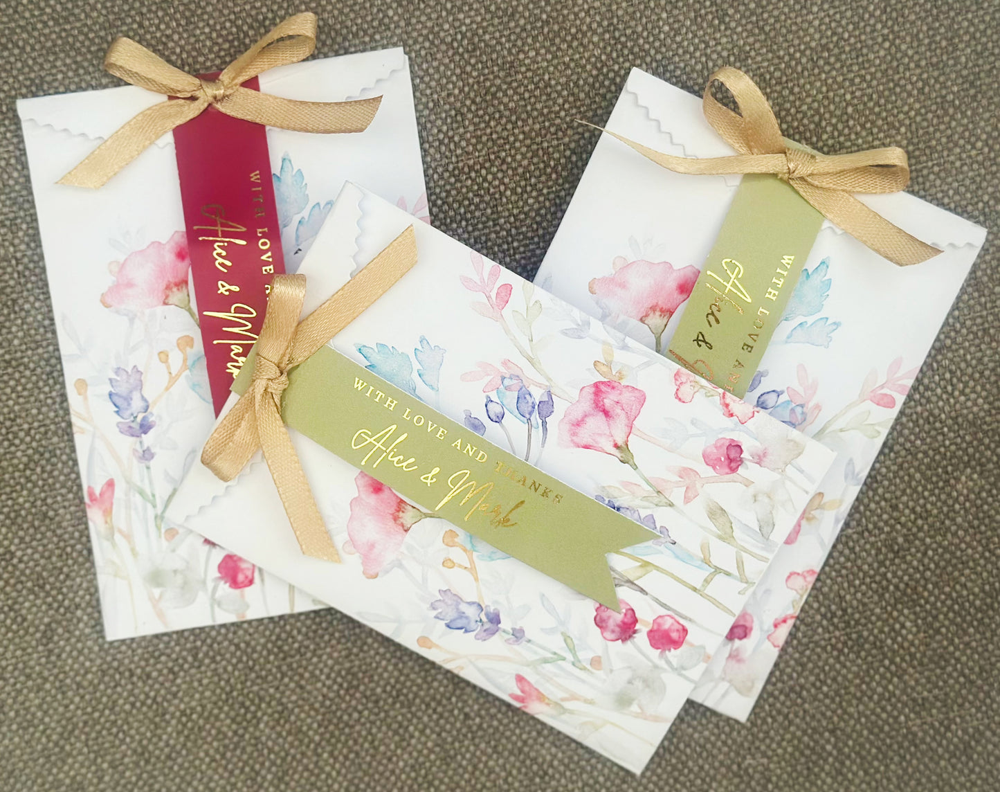 20 Prefilled Seed Packets Favors, Plantable Wildflower Seeds, Floral Seed Envelopes