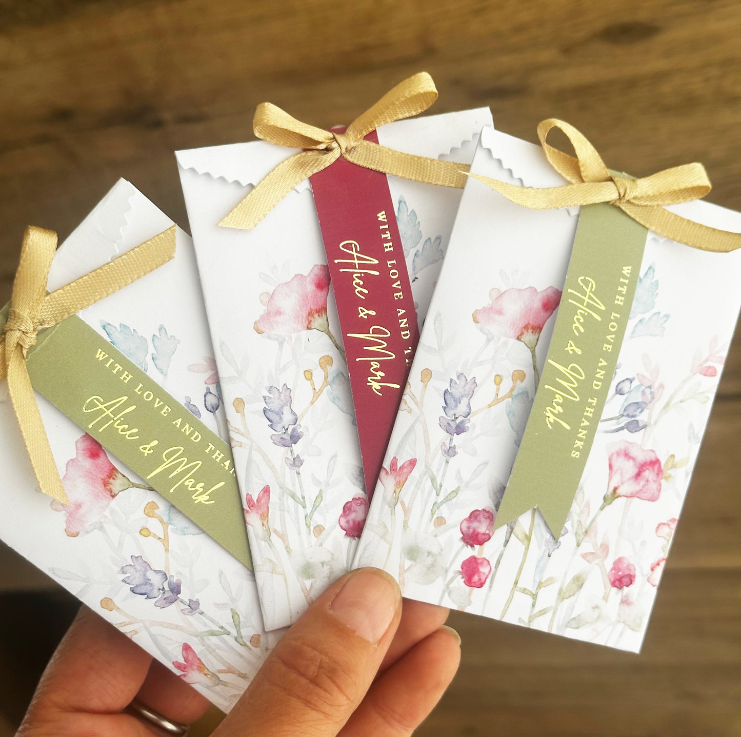 20 Prefilled Seed Packets Favors, Plantable Wildflower Seeds, Floral Seed Envelopes