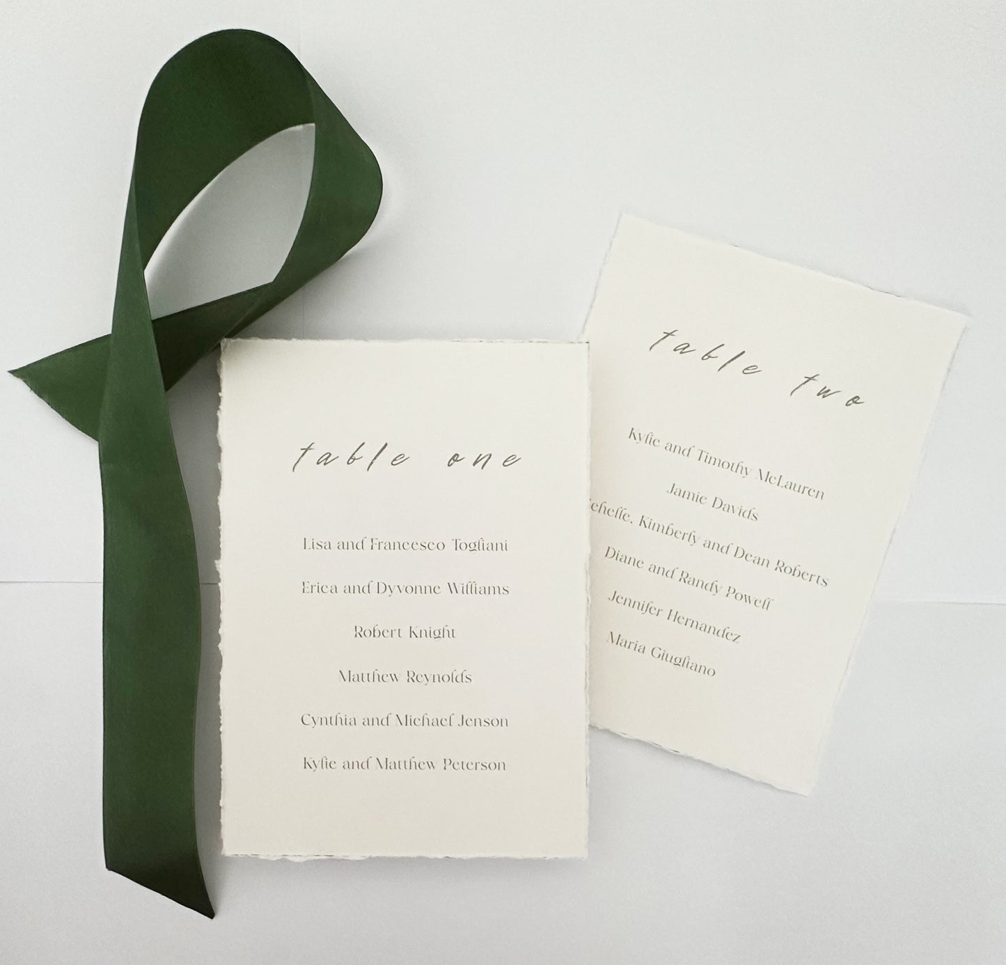 Minimalist Wedding Table Cards, 5x7 Personalized Seating Cards