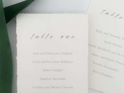 Minimalist Wedding Table Cards, 5x7 Personalized Seating Cards