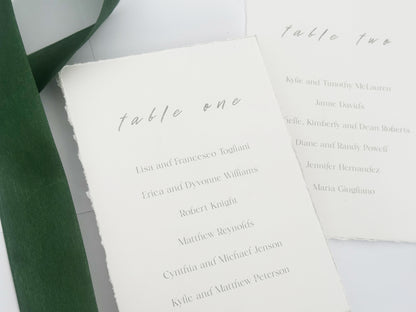 Minimalist Wedding Table Cards, 5x7 Personalized Seating Cards