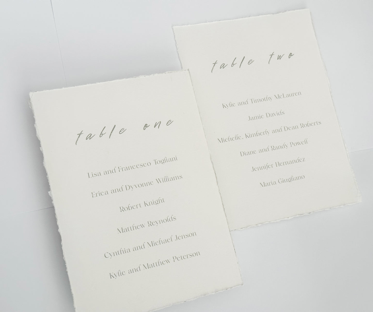 Minimalist Wedding Table Cards, 5x7 Personalized Seating Cards