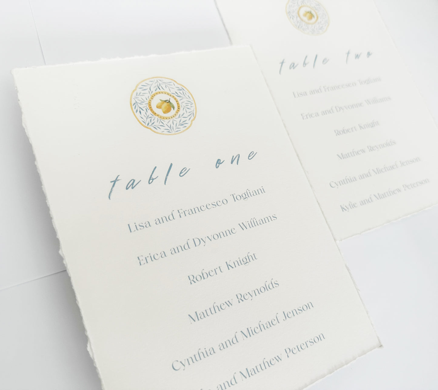 Lemon Design Italian Wedding Table Cards