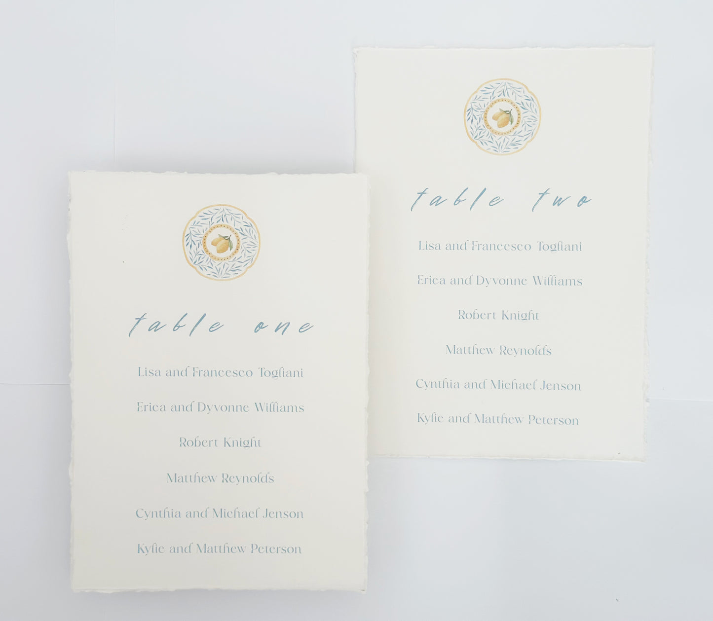 Lemon Design Italian Wedding Table Cards