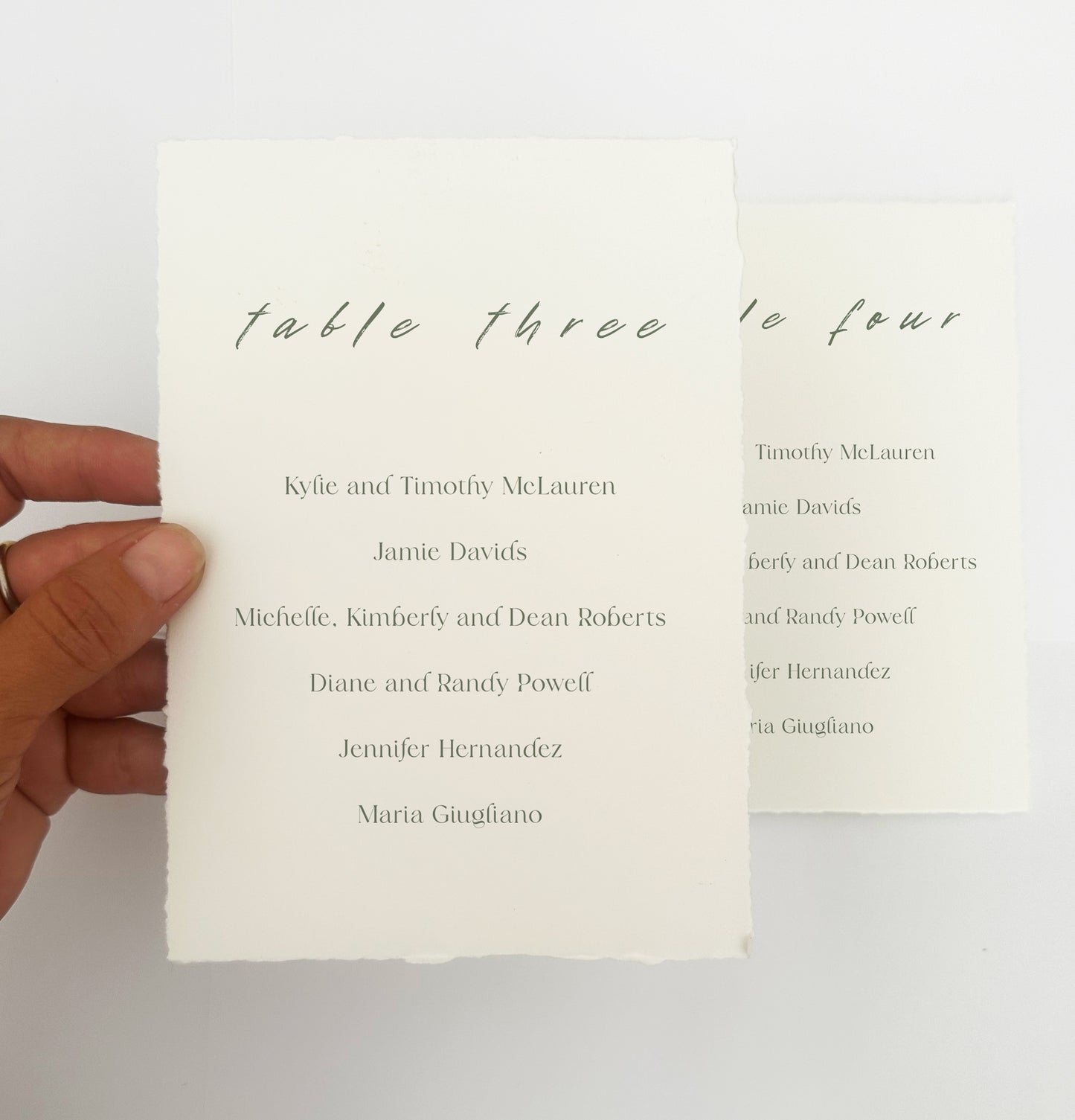 Minimalist Wedding Table Cards, 5x7 Personalized Seating Cards