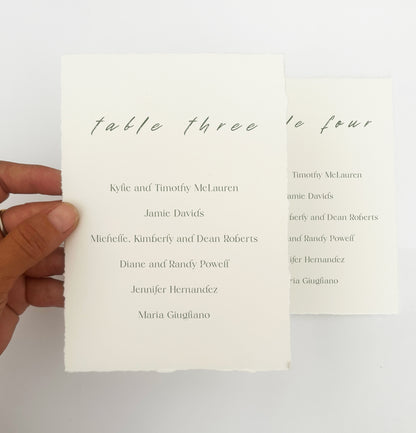 Minimalist Wedding Table Cards, 5x7 Personalized Seating Cards