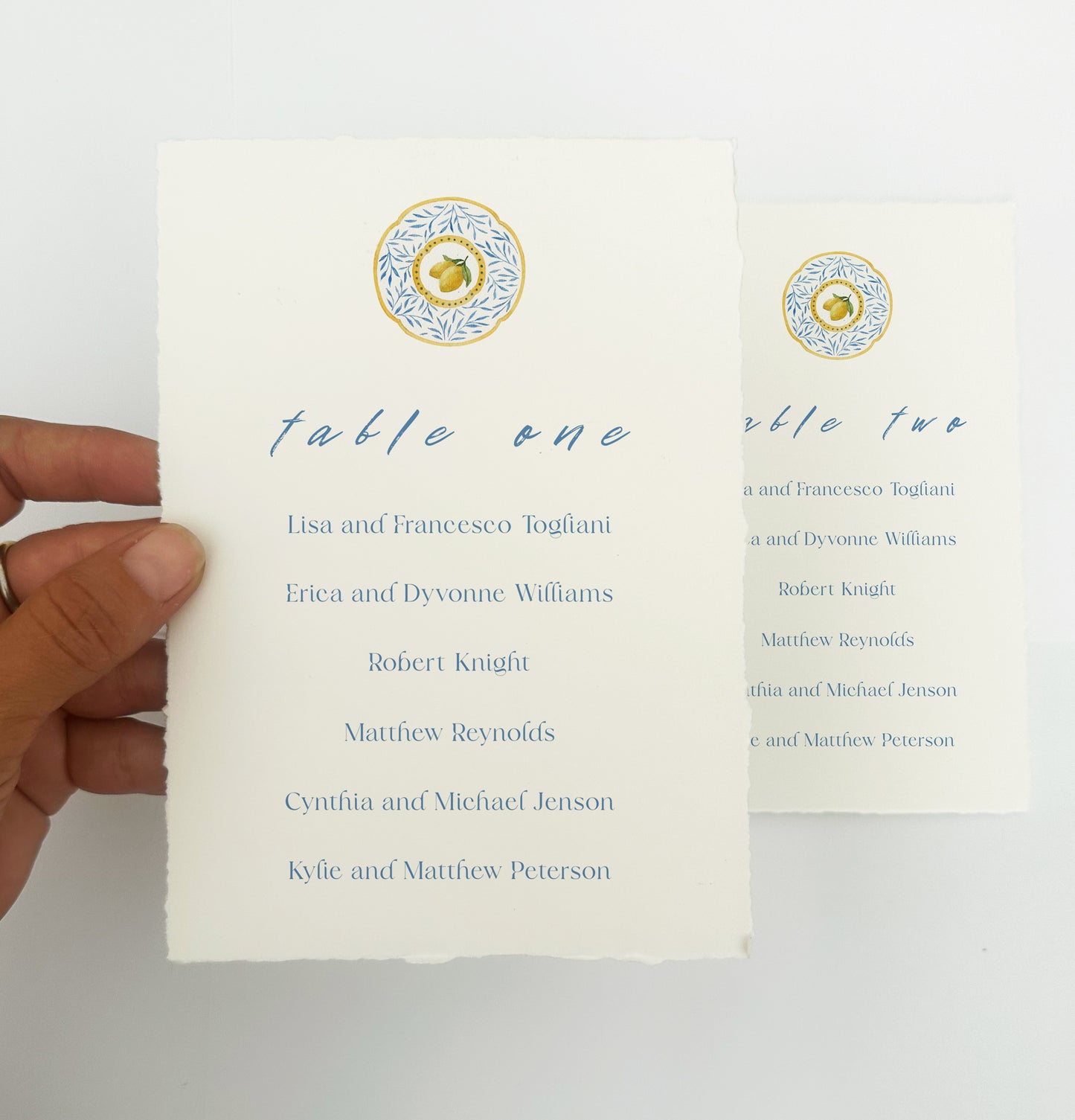 Lemon Design Italian Wedding Table Cards