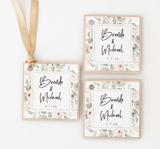 Wedding Gift Tags for Favors - Personalized Thank You Tags with Ribbon