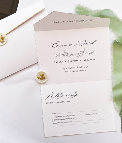 White and Gold Wedding Invitation, Minimalist Wedding Invites