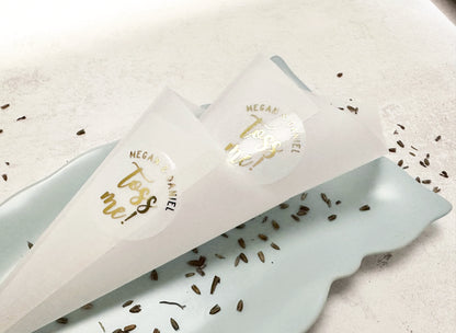 Vellum Cones for Confetti, Throw Me Stickers with Paper Cones