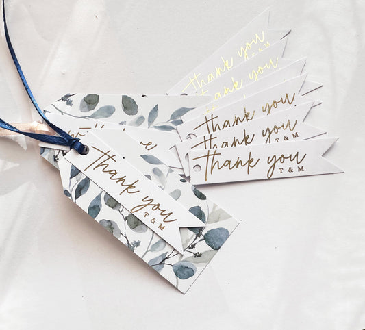 Gold or Silver foil Thank You Tags for Wedding Favors, Personalized Party Favor Gift tags