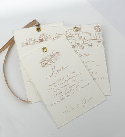 Mocha Brown Welcome Tags, Italian Wedding Gift Tags