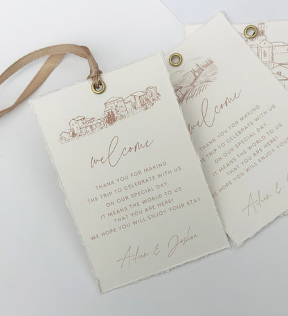 Mocha Brown Welcome Tags, Italian Wedding Gift Tags