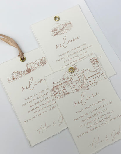 Mocha Brown Welcome Tags, Italian Wedding Gift Tags