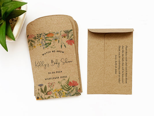 Wildflower Seeds Packets for Weddings, Bridal Shower Favors