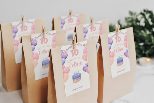 Fun Birthday Gift Tags or Stickers, Thanks for Coming Printed Tags, Girl Birthday Party Favor Labels