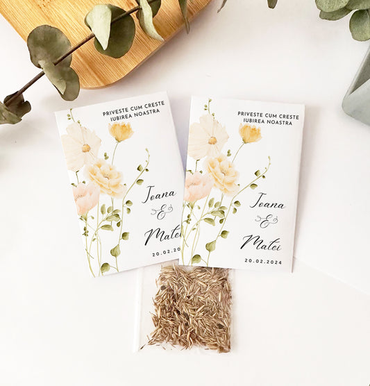 20 Let Love Grow Packets with Wildflower Seeds for Wedding Favors