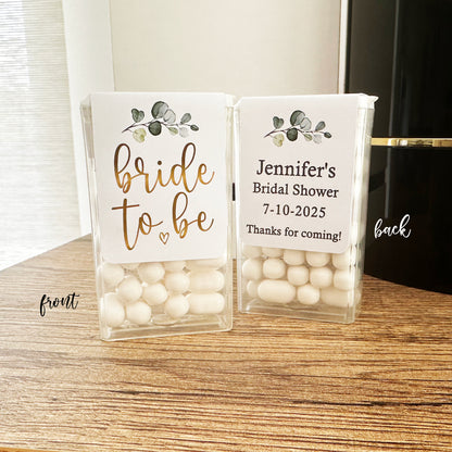 20 Tic Tac Mint to Be Favor Stickers with Green Leaves for Weddings and Bridal Showers