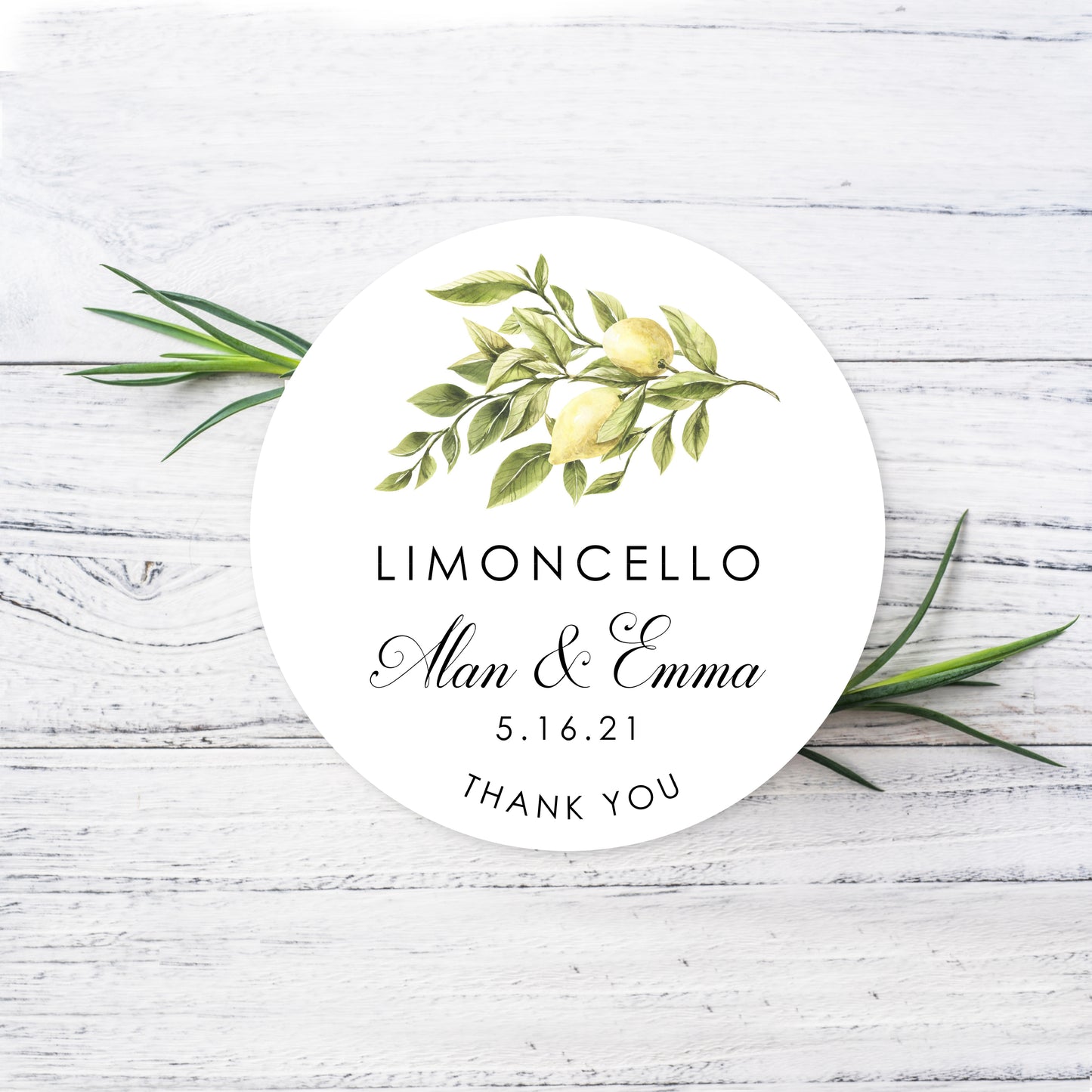Limoncello label stickers, Wedding Thank You Stickers, Custom Printed Labels