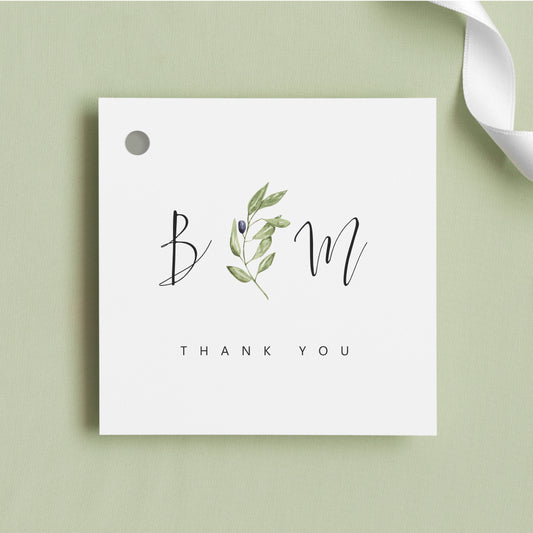 Wedding Favors Tags - Personalized Thank You Tags with Olive Branch