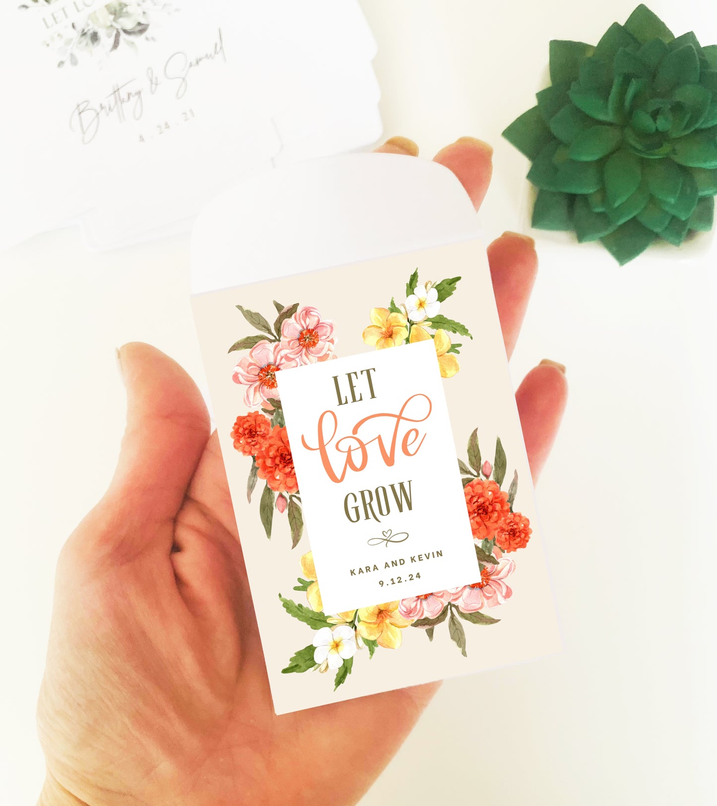 20 Let Love Grow Packets with Wildflower Seeds for Wedding Favors