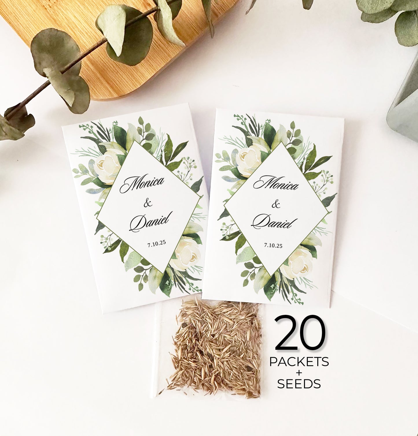 20 Let Love Grow Packets with Wildflower Seeds for Wedding Favors