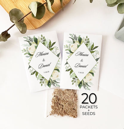20 Let Love Grow Packets with Wildflower Seeds for Wedding Favors