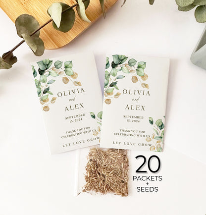 20 Let Love Grow Packets with Wildflower Seeds for Wedding Favors